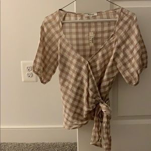 Madewell Sweetheart Wrap Top in Gingham Check